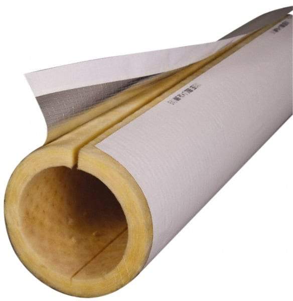 Made in USA - 1-1/2" Thick x 3' Long, Fiberglass Rigid Pipe Insulation - 850°F - Industrial Tool & Supply