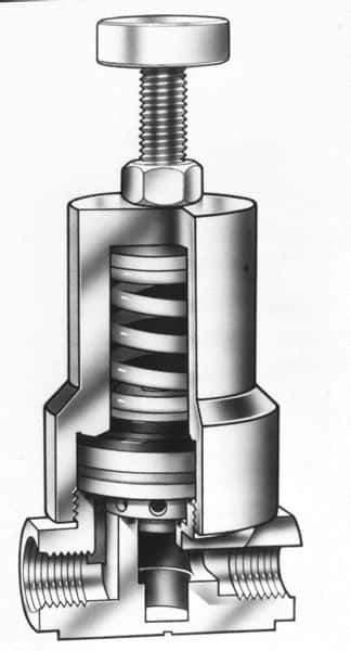Simtech - 1/4" Inlet, Thermoplastic Relief Valve - 120 Max psi, PVC & EPDM - Industrial Tool & Supply