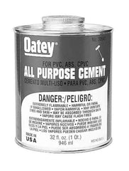 Oatey - 1 Gal All-Purpose Medium Bodied Cement - Clear, Use with ABS, PVC & CPVC up to 6" Diam - Industrial Tool & Supply