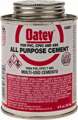 Oatey - 8 oz All-Purpose Medium Bodied Cement - Clear, Use with ABS, PVC & CPVC up to 6" Diam - Industrial Tool & Supply