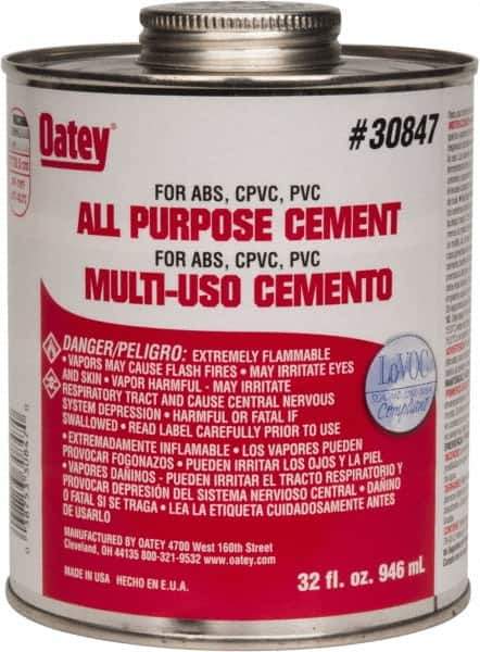 Oatey - 32 oz All-Purpose Medium Bodied Cement - Clear, Use with ABS, PVC & CPVC up to 6" Diam - Industrial Tool & Supply