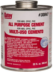 Oatey - 32 oz All-Purpose Medium Bodied Cement - Clear, Use with ABS, PVC & CPVC up to 6" Diam - Industrial Tool & Supply