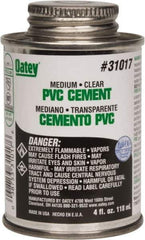 Oatey - 4 oz Medium Bodied Cement - Clear, Use with PVC up to 6" Diam - Industrial Tool & Supply