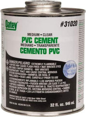 Oatey - 32 oz Medium Bodied Cement - Clear, Use with PVC up to 6" Diam - Industrial Tool & Supply
