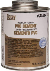 Oatey - 16 oz Regular Bodied Cement - Clear, Use with Schedule 40 PVC up to 4" Diam & Schedule 80 PVC up to 2" Diam - Industrial Tool & Supply