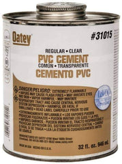 Oatey - 32 oz Regular Bodied Cement - Clear, Use with Schedule 40 PVC up to 4" Diam & Schedule 80 PVC up to 2" Diam - Industrial Tool & Supply