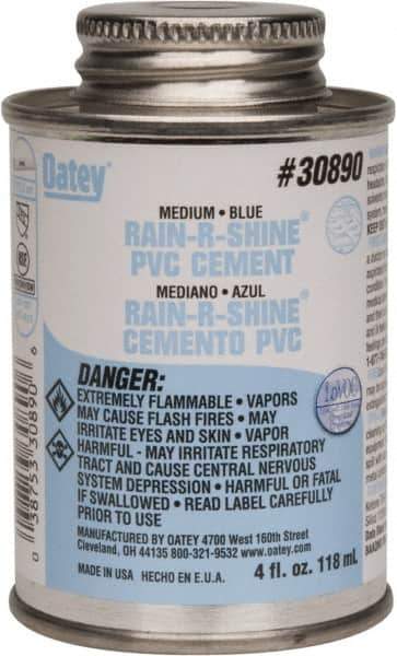 Oatey - 4 oz Medium Bodied Cement - Blue, Use with PVC up to 6" Diam - Industrial Tool & Supply