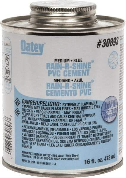 Oatey - 16 oz Medium Bodied Cement - Blue, Use with PVC up to 6" Diam - Industrial Tool & Supply