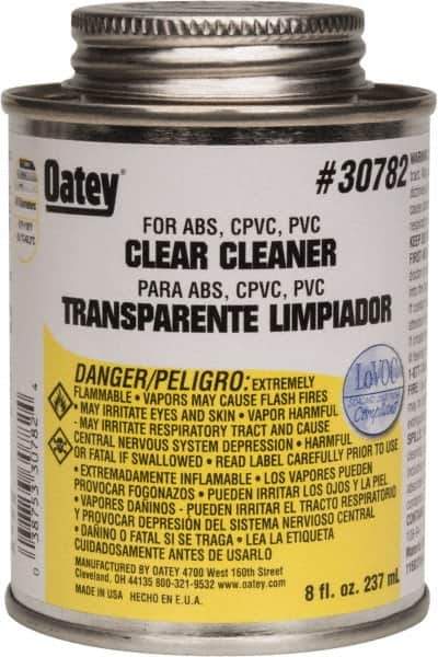 Oatey - 8 oz All-Purpose Cleaner - Clear, Use with ABS, PVC & CPVC For All Diameters - Industrial Tool & Supply