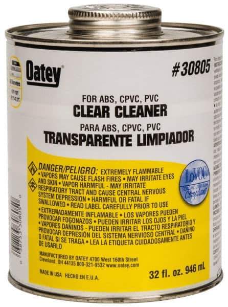 Oatey - 32 oz All-Purpose Cleaner - Clear, Use with ABS, PVC & CPVC For All Diameters - Industrial Tool & Supply