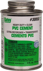 Oatey - 4 oz Heavy Duty Cement - Clear, Use with PVC up to 12" Diam - Industrial Tool & Supply