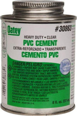 Oatey - 8 oz Heavy Duty Cement - Clear, Use with PVC up to 12" Diam - Industrial Tool & Supply