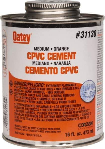 Oatey - 16 oz Medium Bodied Cement - Orange, Use with CPVC & CTS up to 6" Diam - Industrial Tool & Supply