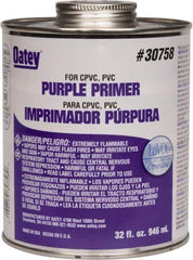 Oatey - 32 oz All Purpose Primer/Cleaner - Purple, Use with PVC & CPVC - Industrial Tool & Supply