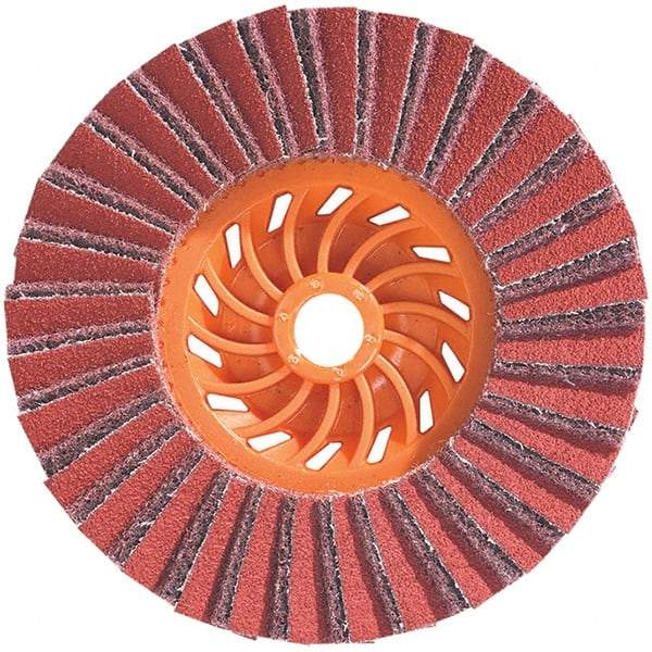 WALTER Surface Technologies - 5" Disc Diam, 5/8-11 Center Hole, Type 28 Ceramic Flap Disc - 12,200 Max RPM, Plastic Backing, Arbor Attaching System, Coated & Non-Woven Combo - Industrial Tool & Supply