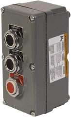 Schneider Electric - 3 Operator, Projecting Pushbutton Control Station - Forward, Reverse, Stop (Legend), Momentary Switch, 3NO/3NC Contact, NEMA 13, 3, 4 - Industrial Tool & Supply