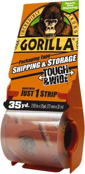 Gorilla Tape - 2-7/8" x 35 Yd Clear Acrylic Adhesive Packaging Tape - BOPP Film Backing, 3.4 mil Thick, 44 Lb Tensile Strength - Industrial Tool & Supply
