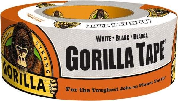 Gorilla Tape - 1-7/8" x 10 Yds White Duct Tape - 17 mil, Rubber Adhesive, Cotton/Polyester Blend Cloth Backing, 32°F to 150°F - Industrial Tool & Supply