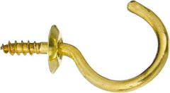 National Mfg. - 15 Lb Capacity, 1-1/4" Projection, Solid Brass All Purpose Hook - 0.48" Thread Length, 1-1/4" OAL, 0.14" Wire Diam - Industrial Tool & Supply
