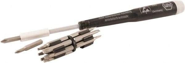 Wiha - 16 Piece, 1/4" Drive Screwdriver Micro Bit Set - #00 to #1 Phillips, T6 to T20 Torx, 1.5, 2, 2.5 & 3mm Slotted - Industrial Tool & Supply