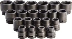 Proto - 21 Piece 1" Drive Standard Impact Socket Set - 6 Points, 3/4 to 2", Inch Measurement Standard - Industrial Tool & Supply