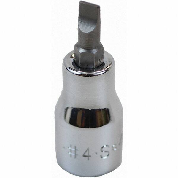 SK - Screwdriver & Drag Link Sockets - 3/8"DR #4 CHRM SLOTTED SCRDRVR SCKT BIT - Industrial Tool & Supply