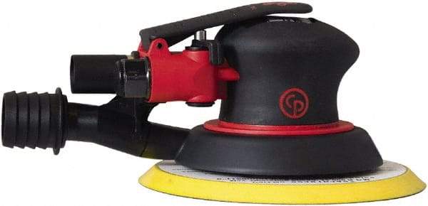 Chicago Pneumatic - 12,000 OPM, 16 CFM Air Consumption, 90 psi Air Pressure, Palm Air Orbital Sander - Round Pad, Hook & Loop Backing, 1/4" Inlet - Industrial Tool & Supply