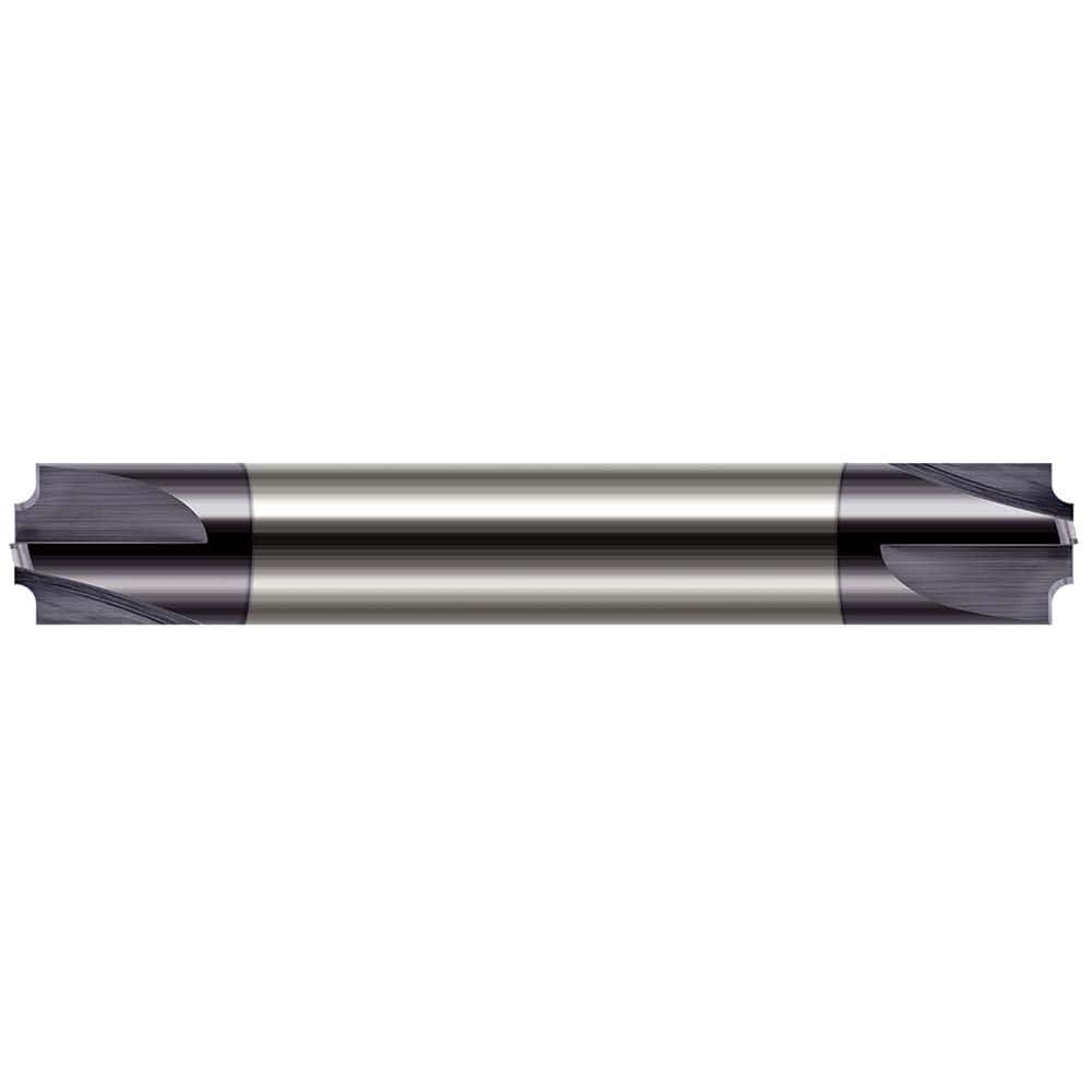 Corner Rounding End Mill: 0.125″ Radius, 0.3125″ Diam, 4 Flutes, Solid Carbide 2.5″ OAL, 5″ Shank Dia, AlTiN Finish, Double End