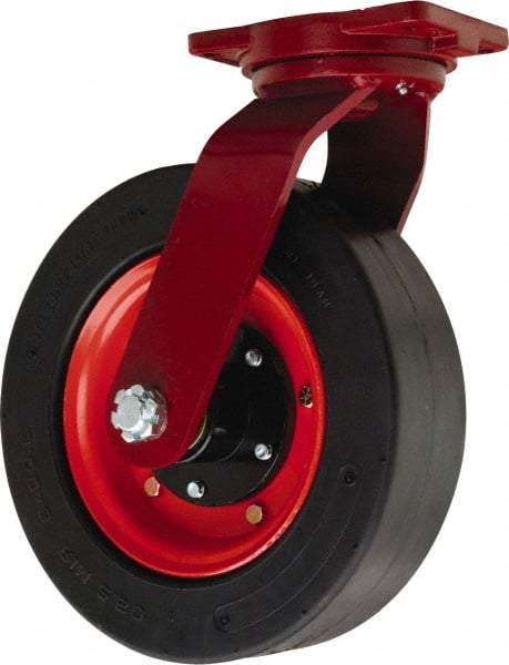 Hamilton - 14" Diam x 4" Wide, Rubber Swivel Caster - 1,500 Lb Capacity, Top Plate Mount, 6-1/8" x 7-1/2" Plate, Tapered Roller Bearing - Industrial Tool & Supply