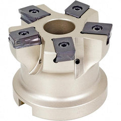 Iscar - 6 Inserts, 3" Cut Diam, 1" Arbor Diam, 0.118" Max Depth of Cut, Indexable Square-Shoulder Face Mill - 0/90° Lead Angle, 2" High, HTP LNHT 1606 Insert Compatibility, Through Coolant, Series TangPlunge - Industrial Tool & Supply