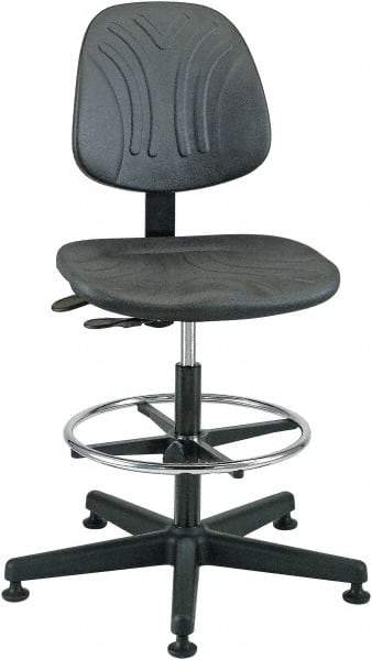 Bevco - 19 to 26-1/2" High Pneumatic Height Adjustable Chair - 27" Wide x 27" Deep, Polyurethane Seat, Black - Industrial Tool & Supply