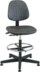 Bevco - 19 to 26-1/2" High Pneumatic Height Adjustable Chair - 27" Wide x 27" Deep, Polyurethane Seat, Black - Industrial Tool & Supply