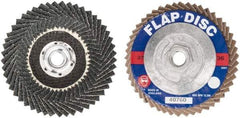 Garryson - 36 Grit, 4-1/2" Disc Diam, 5/8-11 Center Hole, Zirconia Alumina Flap Disc - 13,300 Max RPM, Fiberglass Backing, Arbor Attaching System, Coated - Industrial Tool & Supply
