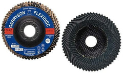 Garryson - 120 Grit, 7" Disc Diam, 7/8" Center Hole, Zirconia Alumina Flap Disc - 8,600 Max RPM, Fiberglass Backing, Arbor Attaching System, Coated - Industrial Tool & Supply