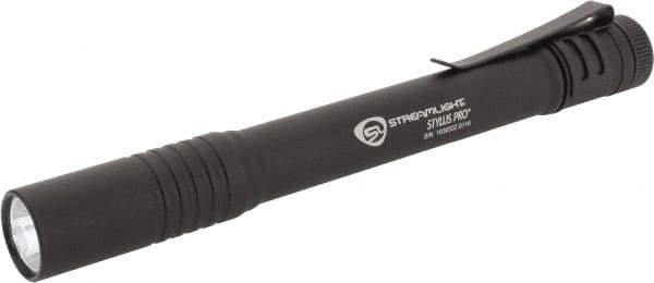 Streamlight - White LED Bulb, 100 Lumens, Disposable Mini Flashlight - Black Aluminum Body, 2 AAA Alkaline Batteries Included - Industrial Tool & Supply