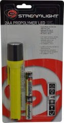 Streamlight - White LED Bulb, 65 Lumens, Industrial/Tactical Flashlight - Yellow Plastic Body, 2 AA Batteries Included - Industrial Tool & Supply