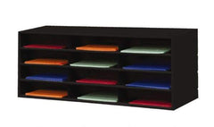 Durham - 38" Wide x 18" High x 16" Deep Steel Literature Holder - 12 Compartments, Black, 11" Wide x 3" High x 11-5/8" Deep Compartment - Industrial Tool & Supply