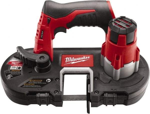 Milwaukee Tool - 12 Volt, 27-1/2" Blade, 280 SFPM Cordless Portable Bandsaw - 1-5/8" (Round) & 1-5/8 x 1-5/8" (Rectangle) Cutting Capacity, Battery Not Included - Industrial Tool & Supply