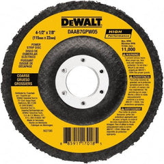 DeWALT - 100 Grit, 4-1/2" Disc Diam, 7/8" Center Hole, Type 27 Aluminum Oxide Flap Disc - 13,300 Max RPM, Fiberglass Backing, Arbor Attaching System, Non-Woven - Industrial Tool & Supply