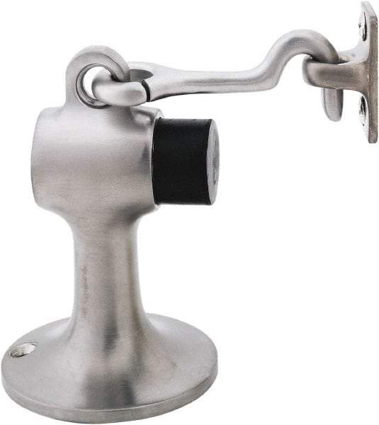 IVES - 4" Projection Floor Door Stop - Screw Mount, Satin Chrome Finish - Industrial Tool & Supply