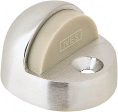 IVES - 4" Projection Floor Door Stop - Screw Mount, Satin Chrome Finish - Industrial Tool & Supply