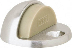 IVES - 4" Projection Floor Door Stop - Screw Mount, Satin Chrome Finish - Industrial Tool & Supply