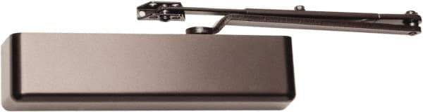 Falcon - 13-1/4" Closer Body Length, Medium Duty Multi-Sized Door Closer Manual Damper - Dark Bronze Finish, Non-Handed - Industrial Tool & Supply