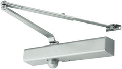 Falcon - 13-1/4" Closer Body Length, Medium Duty Multi-Sized Door Closer Manual Damper - Aluminum Finish, Non-Handed - Industrial Tool & Supply