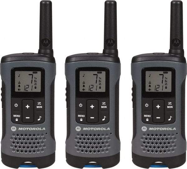 Motorola - 16 Mile Range, 22 Channel, 0.5 & 1.5 Watt, Series Talkabout, Recreational Two Way Radio - FRS/GMRS Band, 462.55 to 467.7125 Hz, AA & NiMH Battery, 12 NiMH & 29 AA hr Life, 12.87" High x 10.83" Wide x 1.78" Deep, Low Battery Alerts - Industrial Tool & Supply