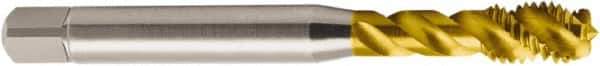 Seco - M3.5x0.60 Metric 3 Flute 6H Modified Bottoming Spiral Flute Tap - Powdered Metal, TiN Finish, 56mm OAL, Right Hand Flute, Right Hand Thread, H6 - Exact Industrial Supply
