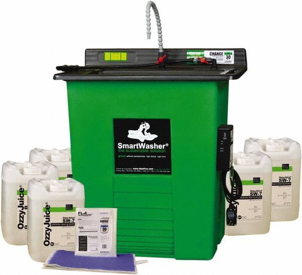 CRC - Free Standing Water-Based Parts Washer - 25 Gal Max Operating Capacity, HDPE Tank, 40" High x 35-1/2" Long x 26-1/2" Wide, 110 Input Volts - Industrial Tool & Supply