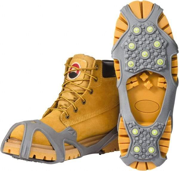 Winter Walking - Size 6.5-8.5, (Women's Size 8.5-10.5) Overshoe Cleat - Steel Studs Traction, Gray - Industrial Tool & Supply