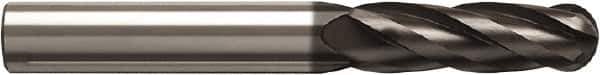 Seco - 8mm Diam, 40mm LOC, 4 Flute Solid Carbide Ball End Mill - NXT Finish, Single End, 100mm OAL, 8mm Shank Diam, Spiral Flute - Industrial Tool & Supply
