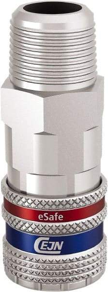 CEJN - 1/2 Male NPT European High Flow Pneumatic Hose Safety Coupler - Steel/Brass, 3/8" Body Diam - Industrial Tool & Supply